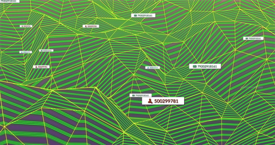 Vibrant Abstract Geometric Network with Numbers