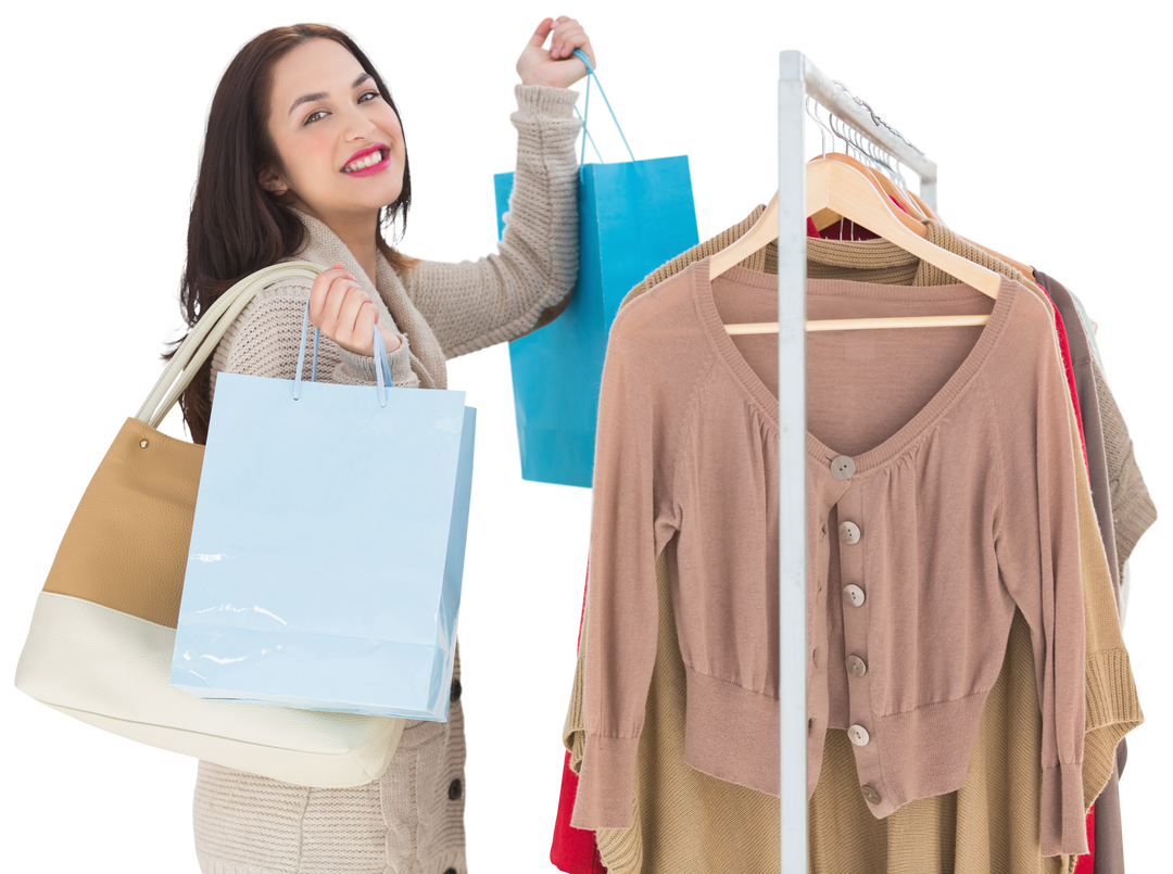 Happy Woman Shopping With Bags in Clothing Store on Transparent Background - Download Free Stock Images Pikwizard.com