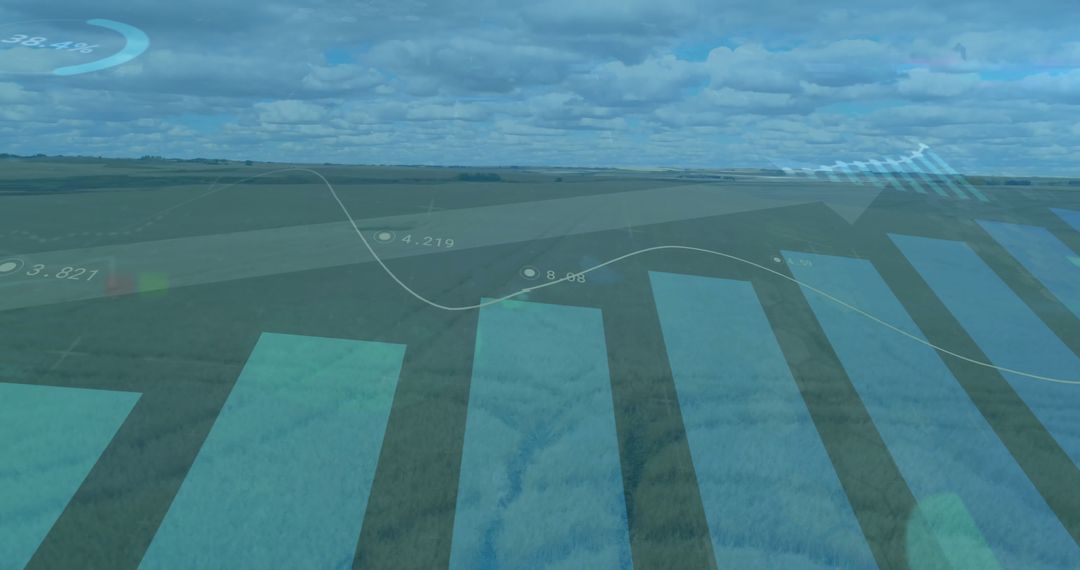 Agricultural Data Analytics Visuals Overlooking Expansive Crop Field