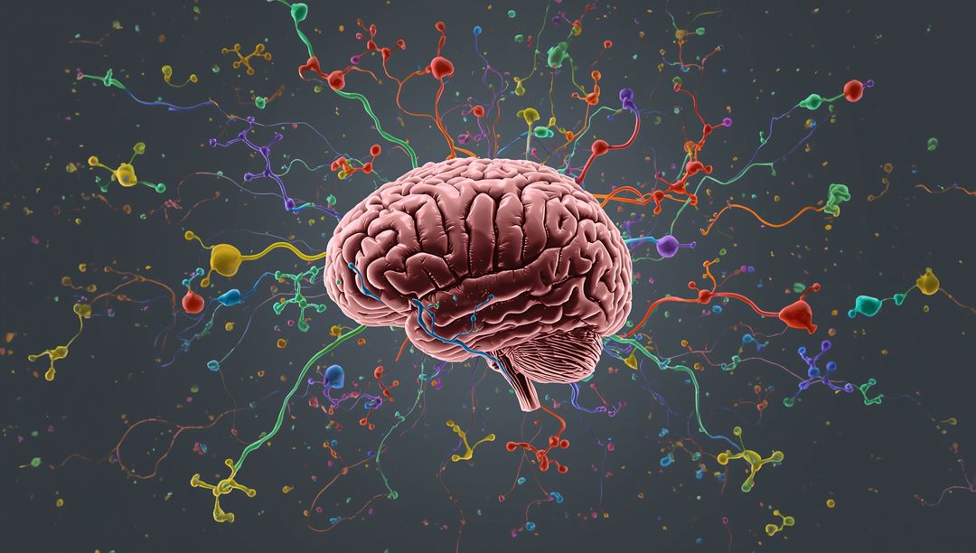Brain Model with Vibrant Neural Filaments Representing Neuroscience Innovation