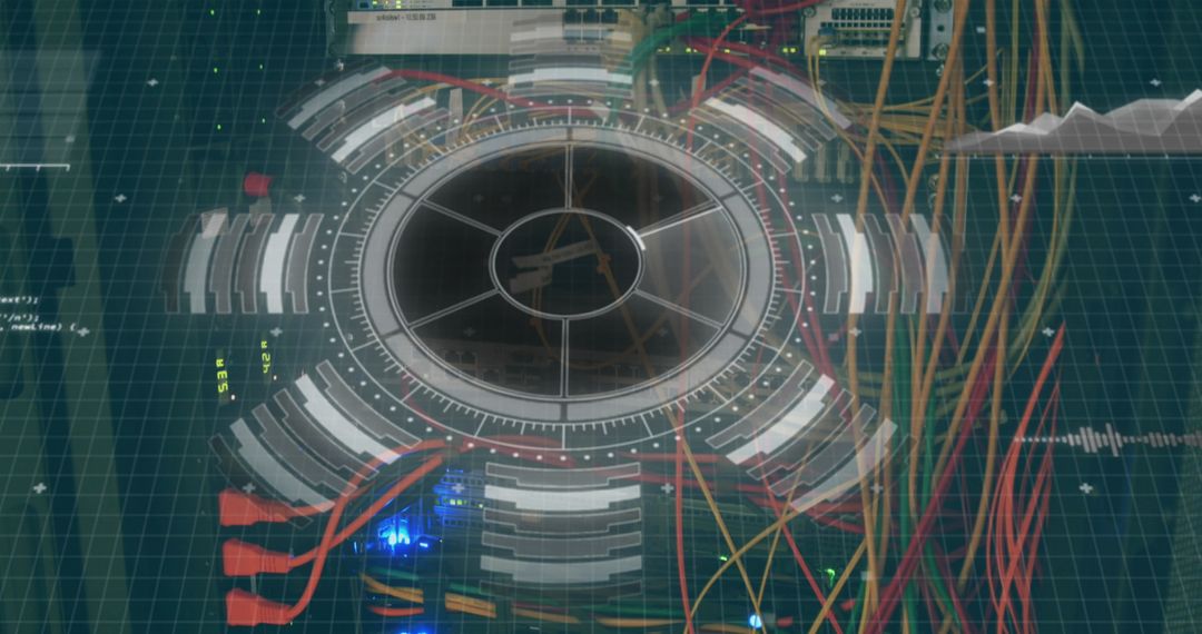 Futuristic Data Processing Interface with Server Communication