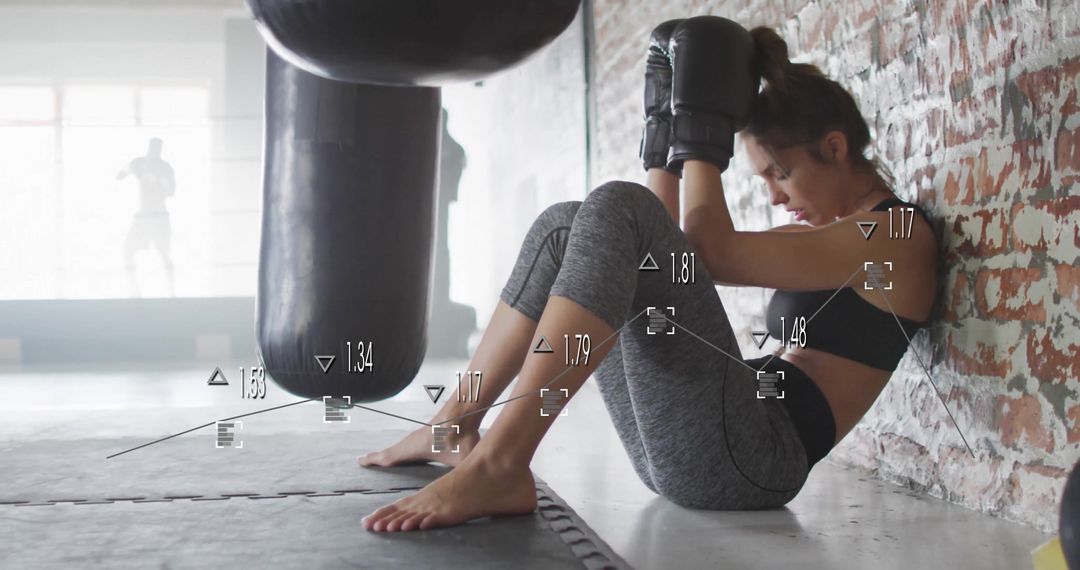 Physically Exhausted Woman Resting After Intense Boxing Workout