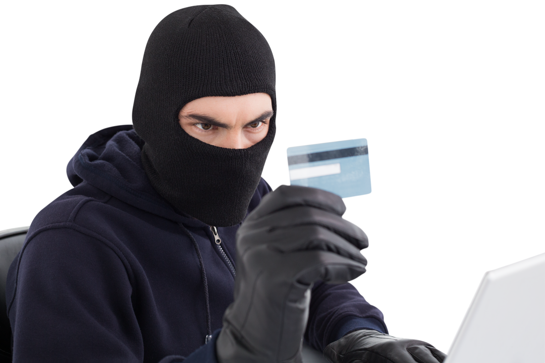 Hacker Using Credit Card for Online Theft on Transparent Background - Download Free Stock Images Pikwizard.com