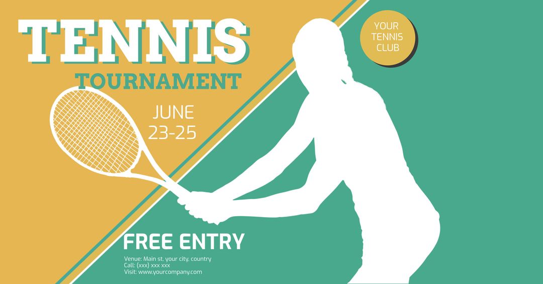 Tennis Tournament Announcement with Player Silhouette