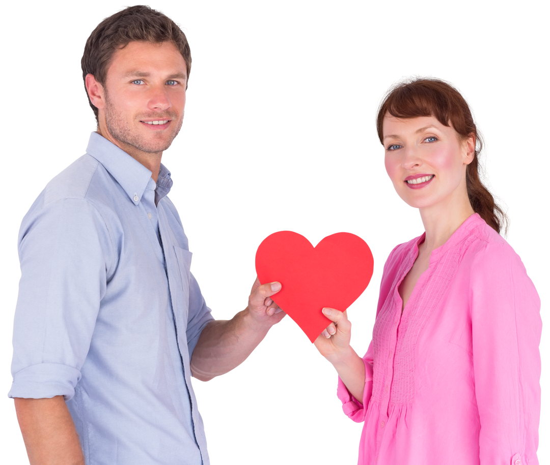 Happy Couple Holding Red Heart on Transparent Background - Download Free Stock Images Pikwizard.com