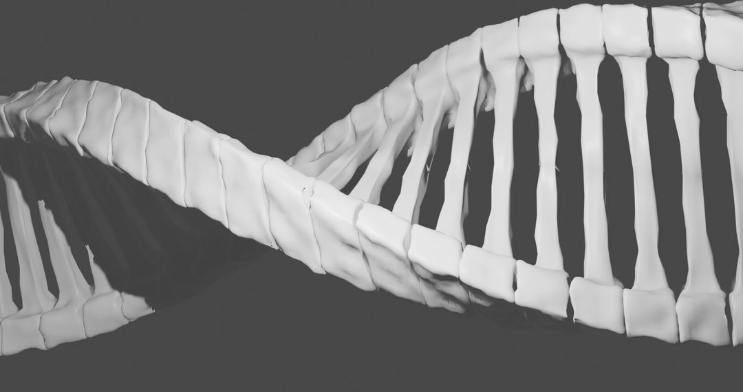 Close-up View of Spinning 3D DNA Helix on Dark Background