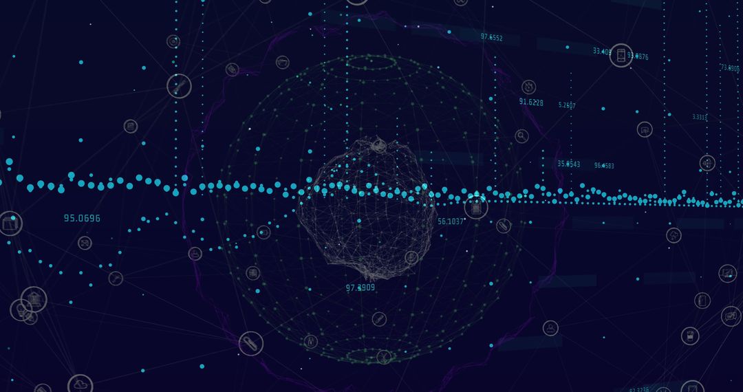 Global Network and Financial Data Visualization on Dark Background