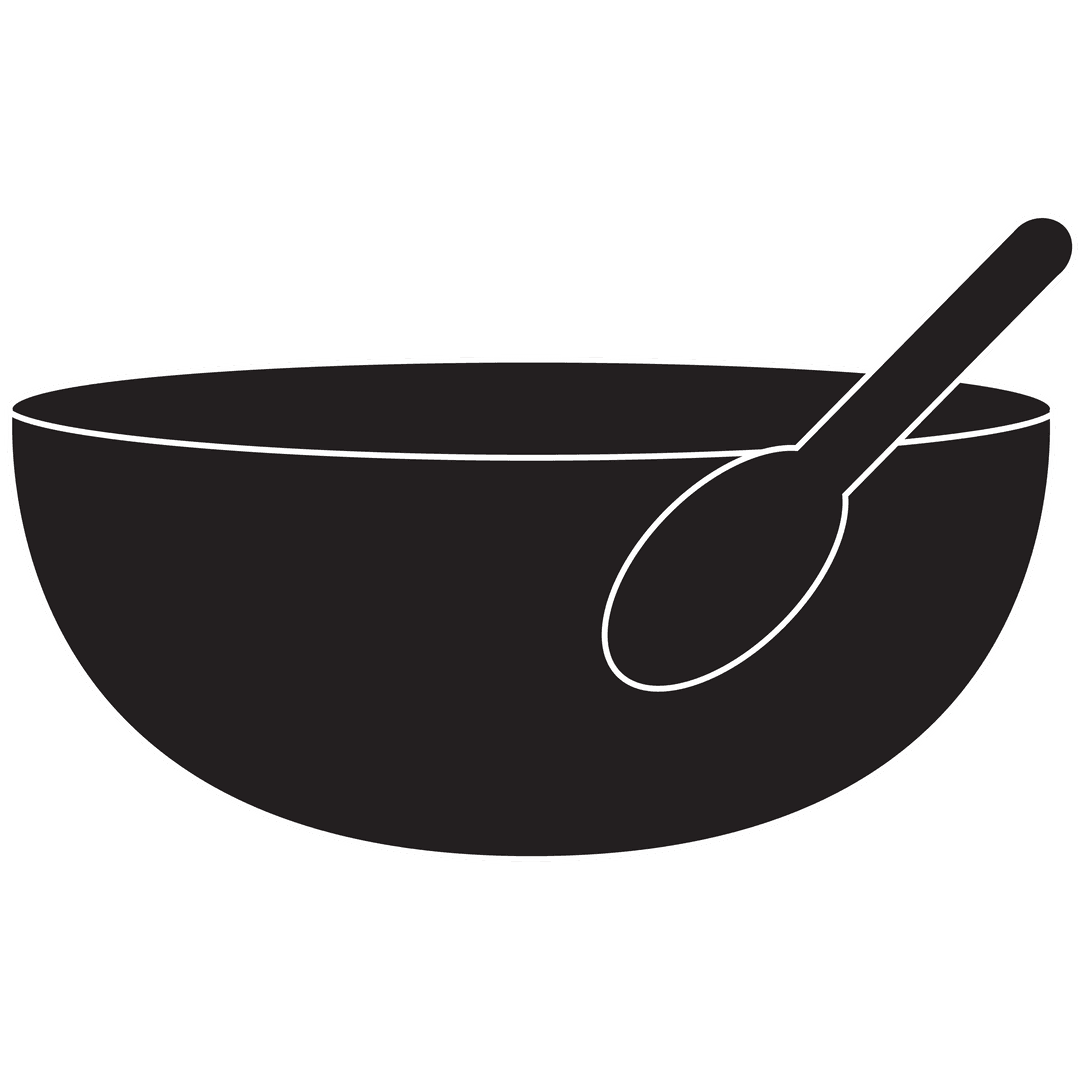 Transparent Bowl with Spoon Simple Silhouette