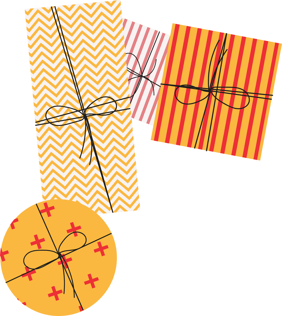 Collection of Elegant Gift Boxes with Black Bows on Transparent Background