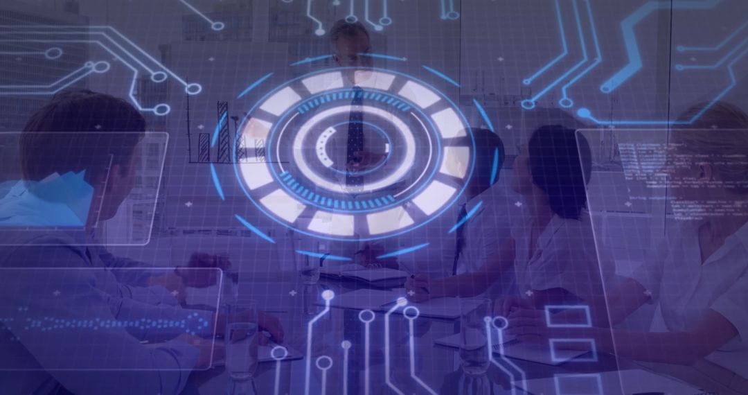 Business Executive Engaging with Interactive Holographic Interface