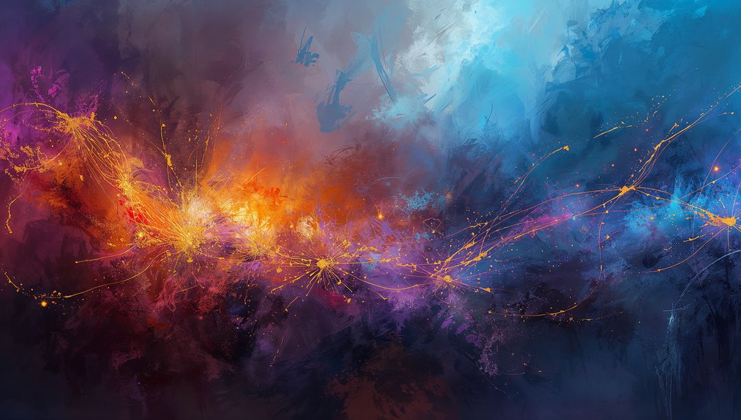 Streaming Luminous Cosmic Ribbon with Gold Filaments Across Vibrant Nebula Energy Field