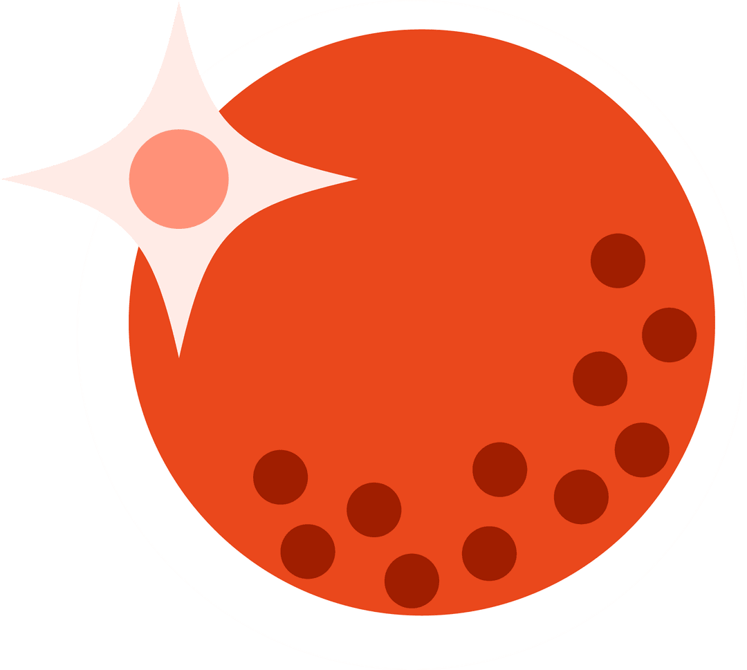 Abstract Red Sphere with Dots and Star on Transparent Background