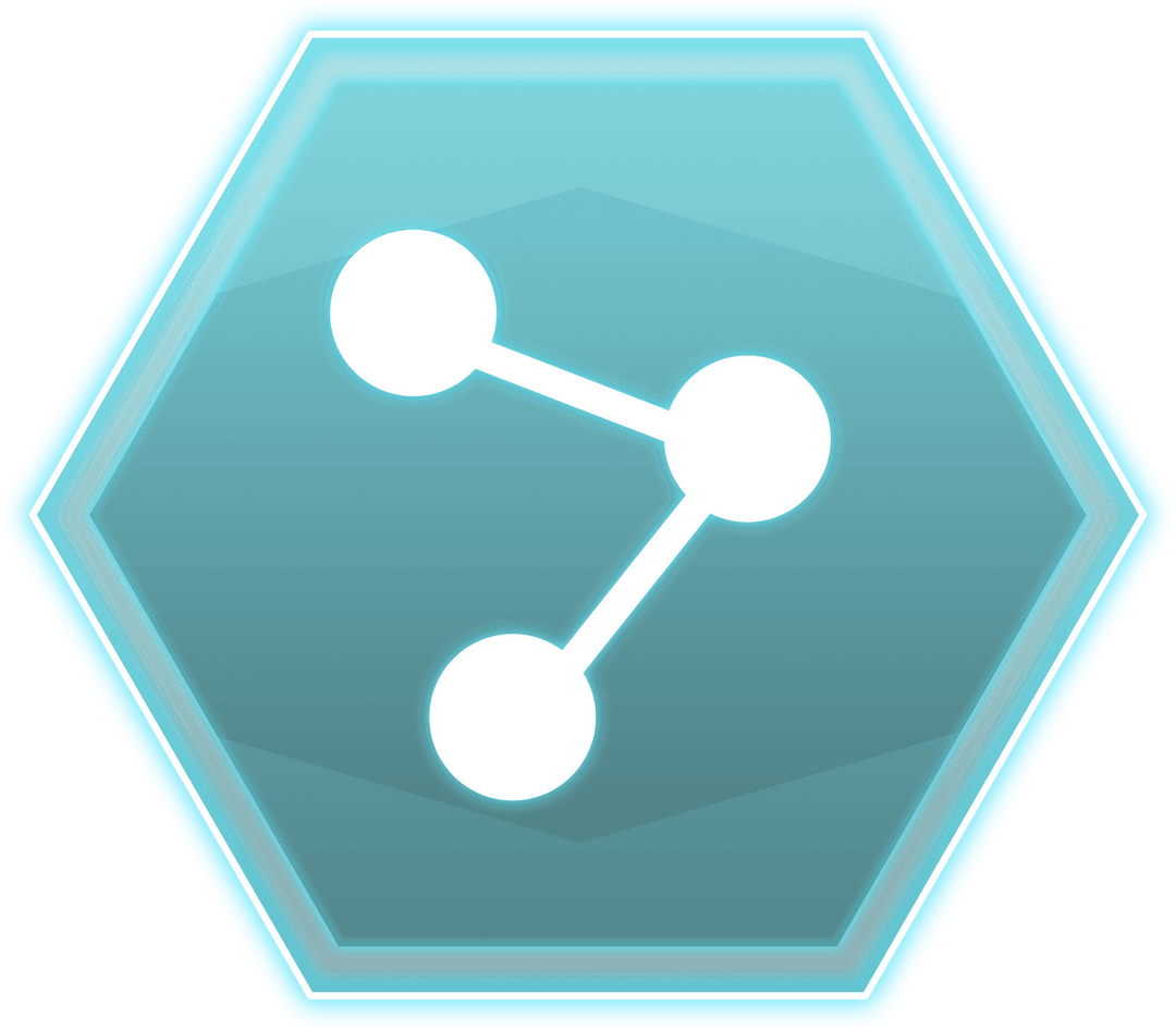 Futuristic Molecular Hexagon Icon on Transparent Background