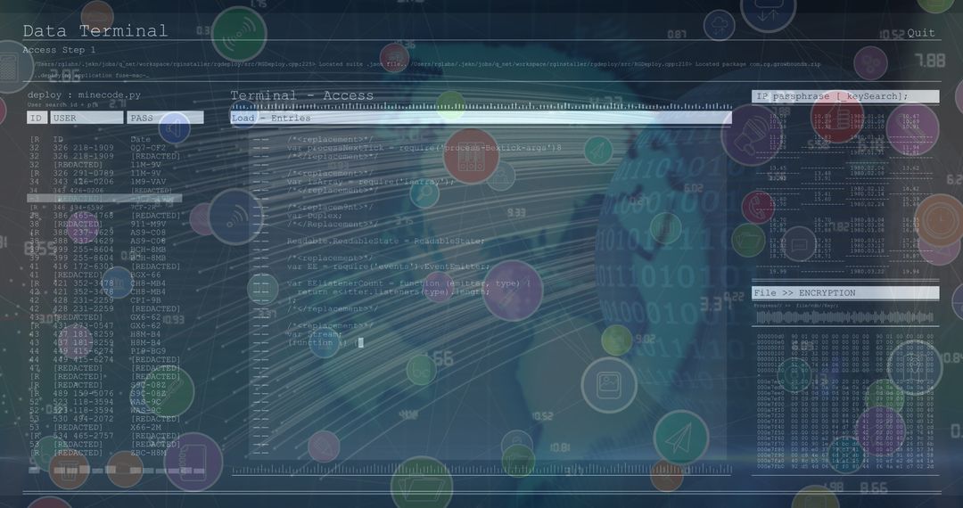 Futuristic Digital Interface with Global Connections and Data Process
