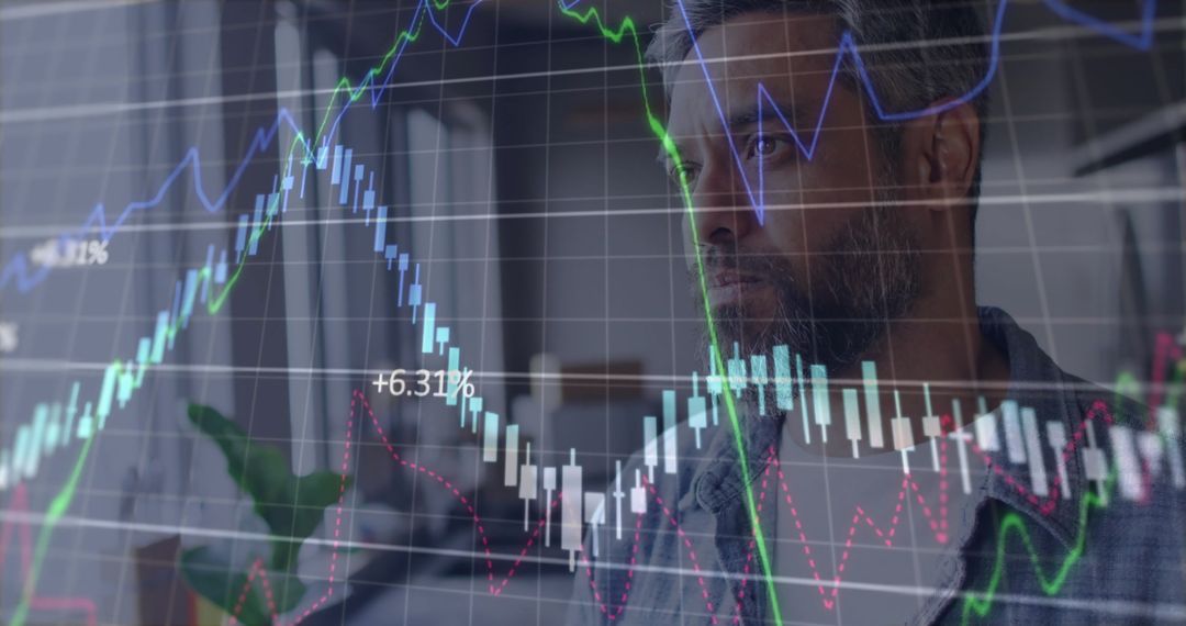 Analyst Examining Real-time Market Data on Digital Display