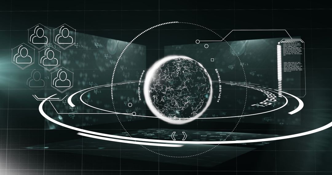 Global Network Connectivity with Digital Interface on Black Background