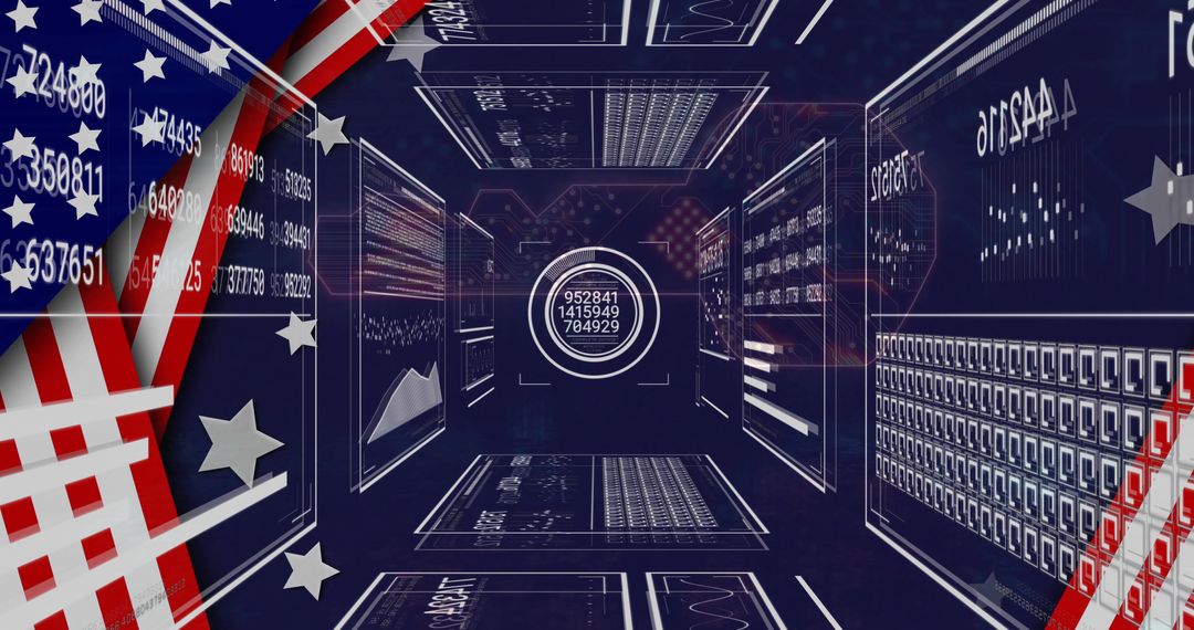 Futuristic Data Stream with American Flag Motif