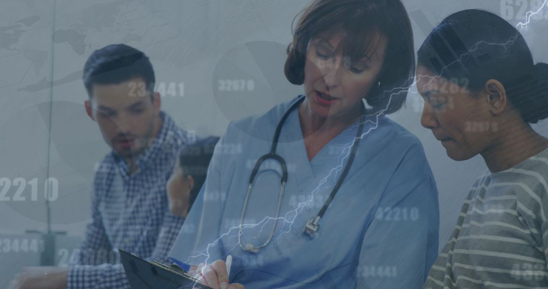 Mixed Reality: Doctor Consulting with Patient Amid Financial Data