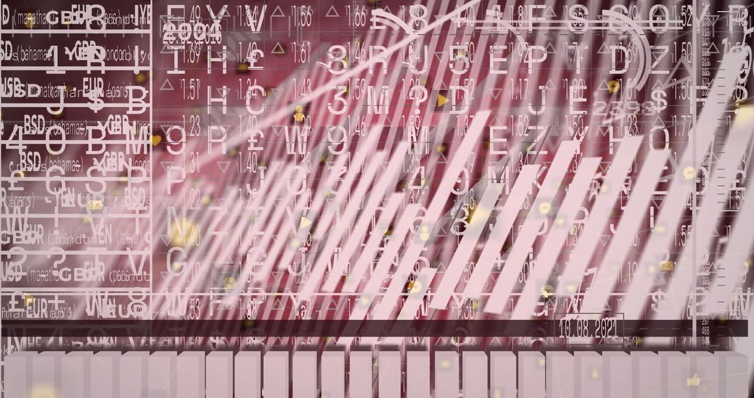 Abstract Digital Data Processing Interface on Red Background