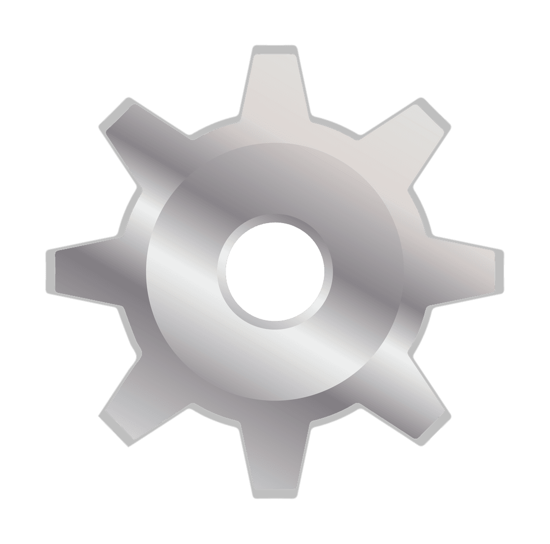 Rotating Transparent Gear Icon with Glossy Sheen