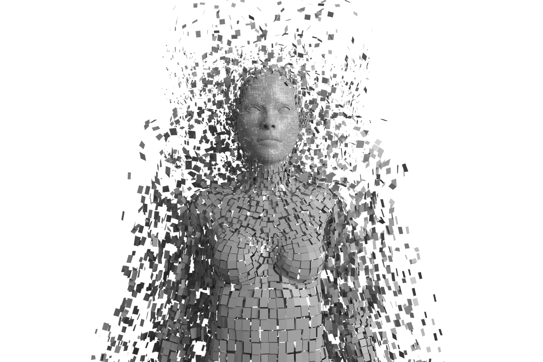 Transparent Digital Woman Disintegrating Into Particles Illustration - Download Free Stock Images Pikwizard.com