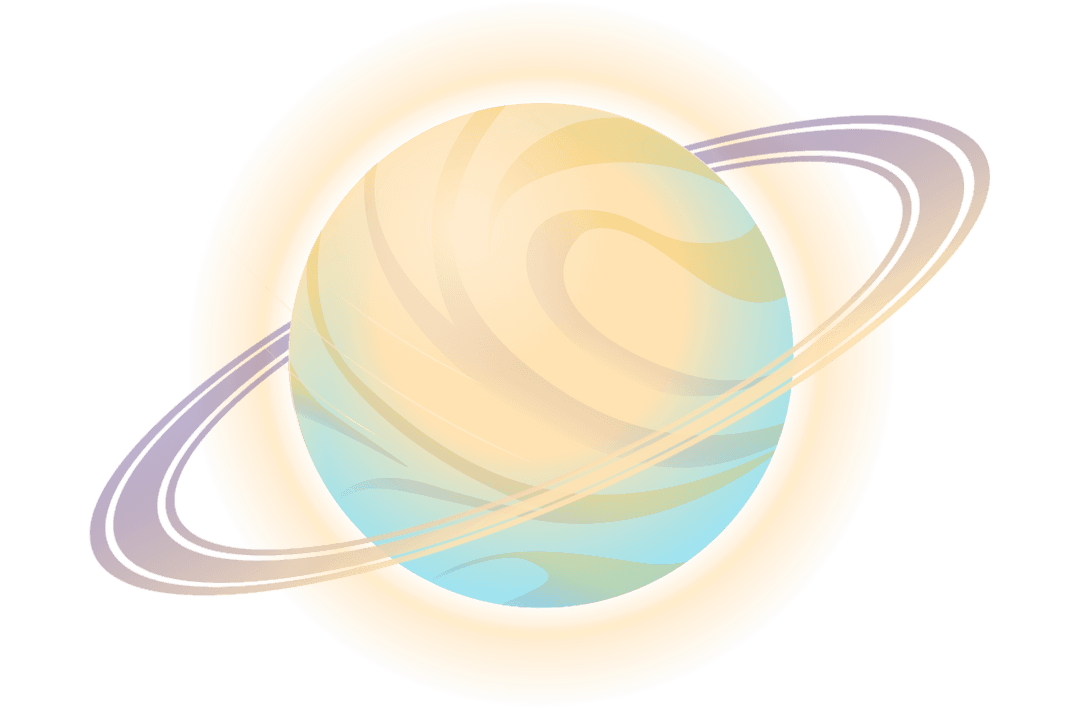 Surreal Flat Design Ringed Planet with Pastel Swirls