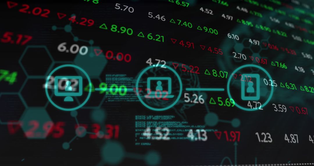 Digital Analytics with Finance Trends and Health Icons