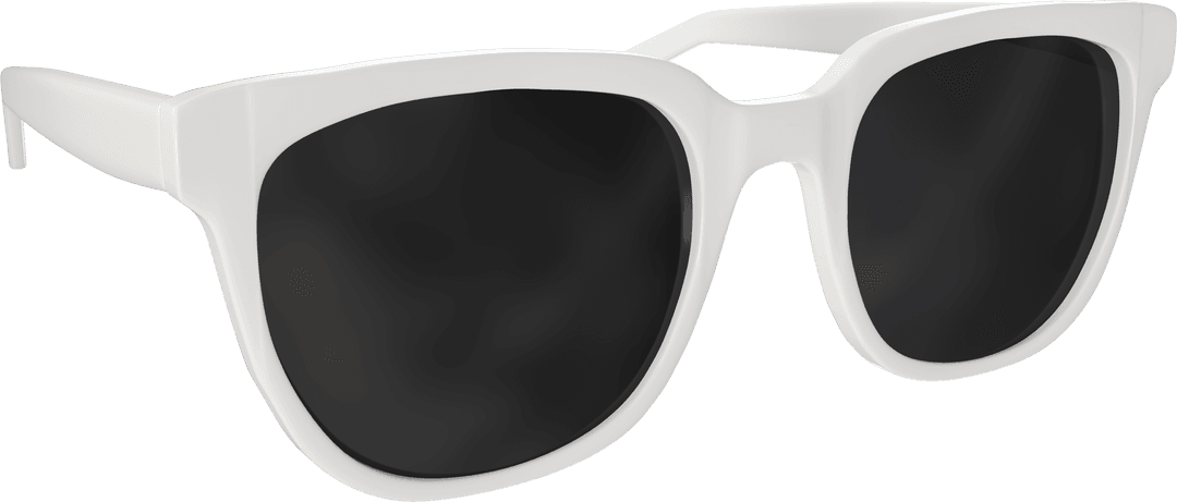 Close-up of White Framed Sunglasses on Transparent Background