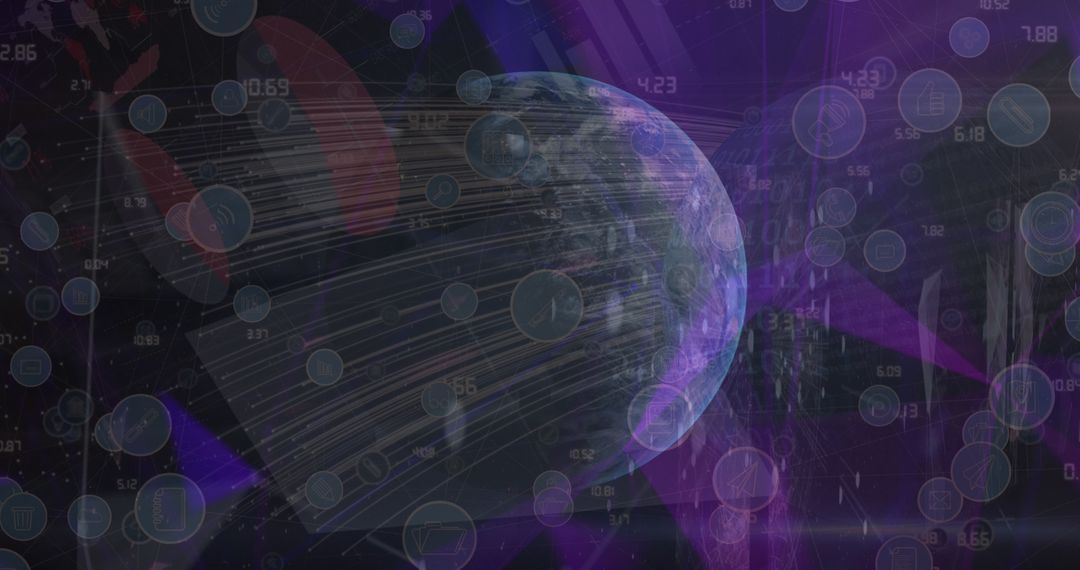 Futuristic Digital Interface Featuring Global Network Connections