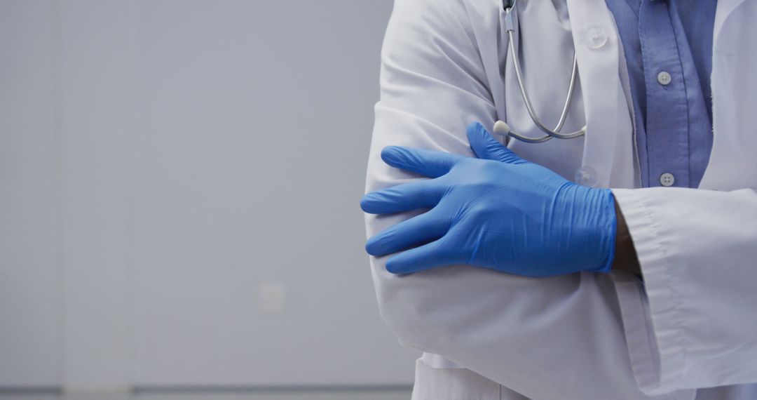 Close-up of Healthcare Professional with Blue Gloves and Stethoscope - Free Images, Stock Photos and Pictures on Pikwizard.com