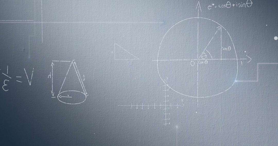 Mathematical formulas on grey canvas illustrating data processing