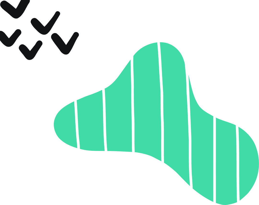 Transparent Abstract Minimalist Mint-Green Blob with Black Ticks