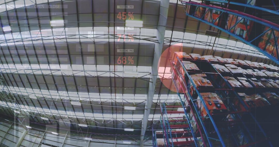 Digital Analytics Overlay on Modern Warehouse Image