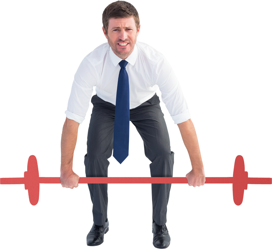 Transparent Businessman Lifting Barbell in Office Wear with Effort - Download Free Stock Images Pikwizard.com