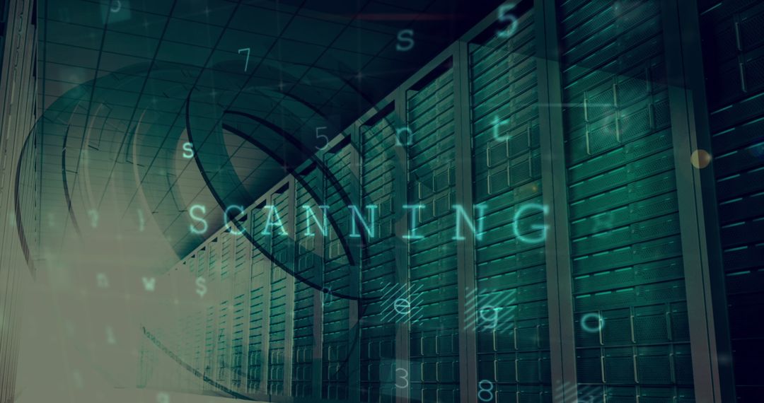 Cyber Security Scan in Dark Server Room