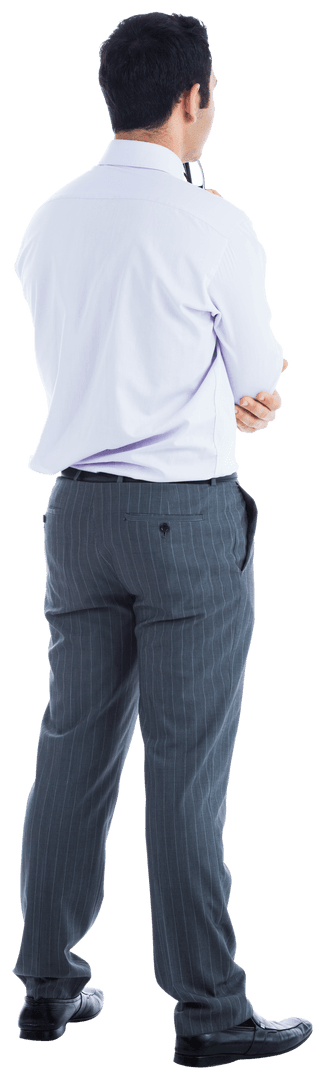 Businessman in Thought on Transparent Background