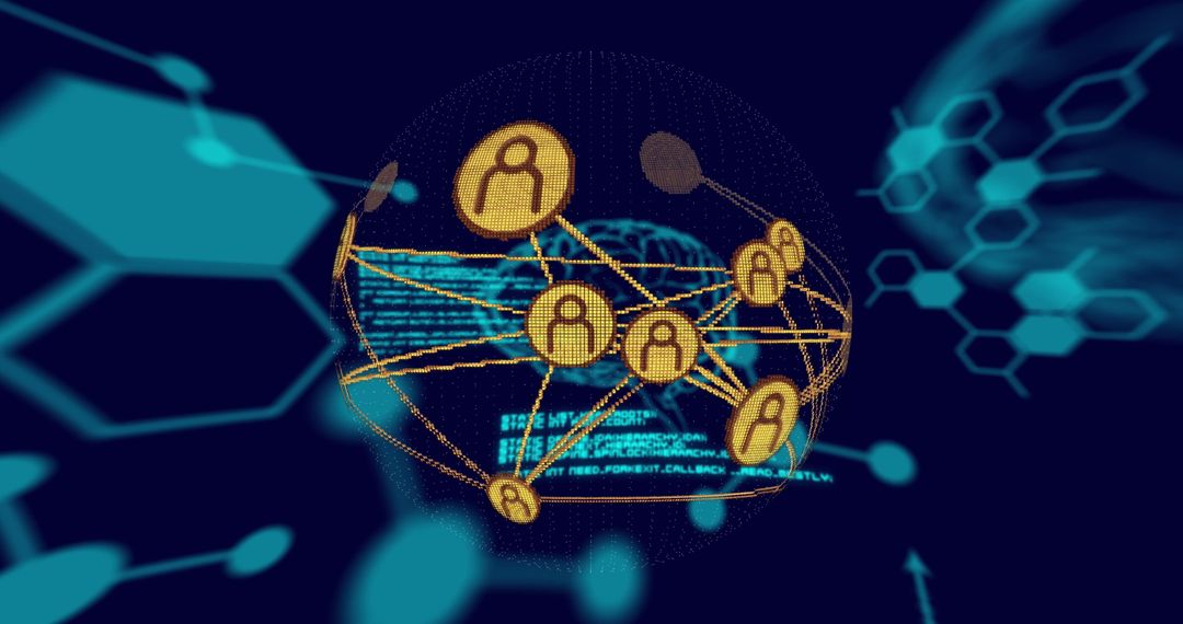 Futuristic Digital Network with Data Interfaces and Connections Concept