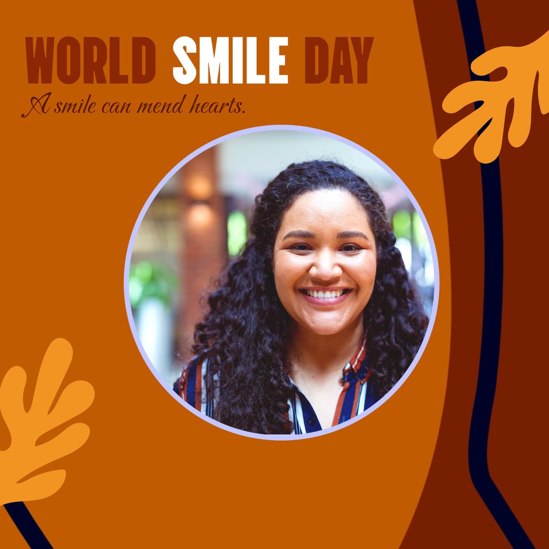 World Smile Day Celebration with Smiling Biracial Woman