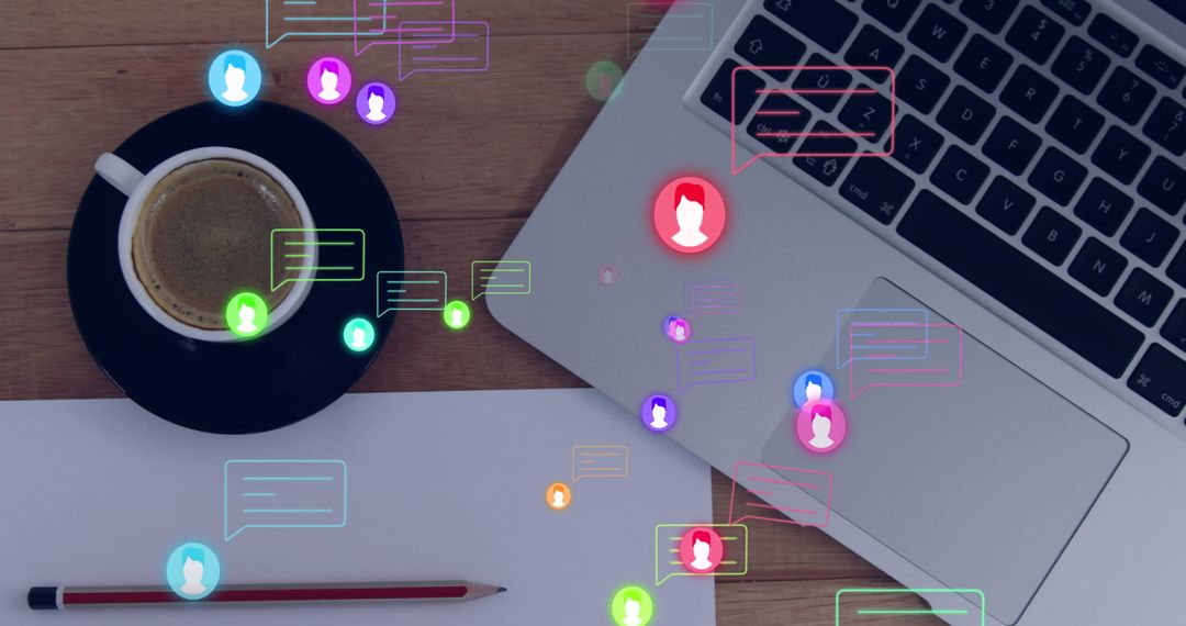 Social Media Network Communication over Laptop Working Space