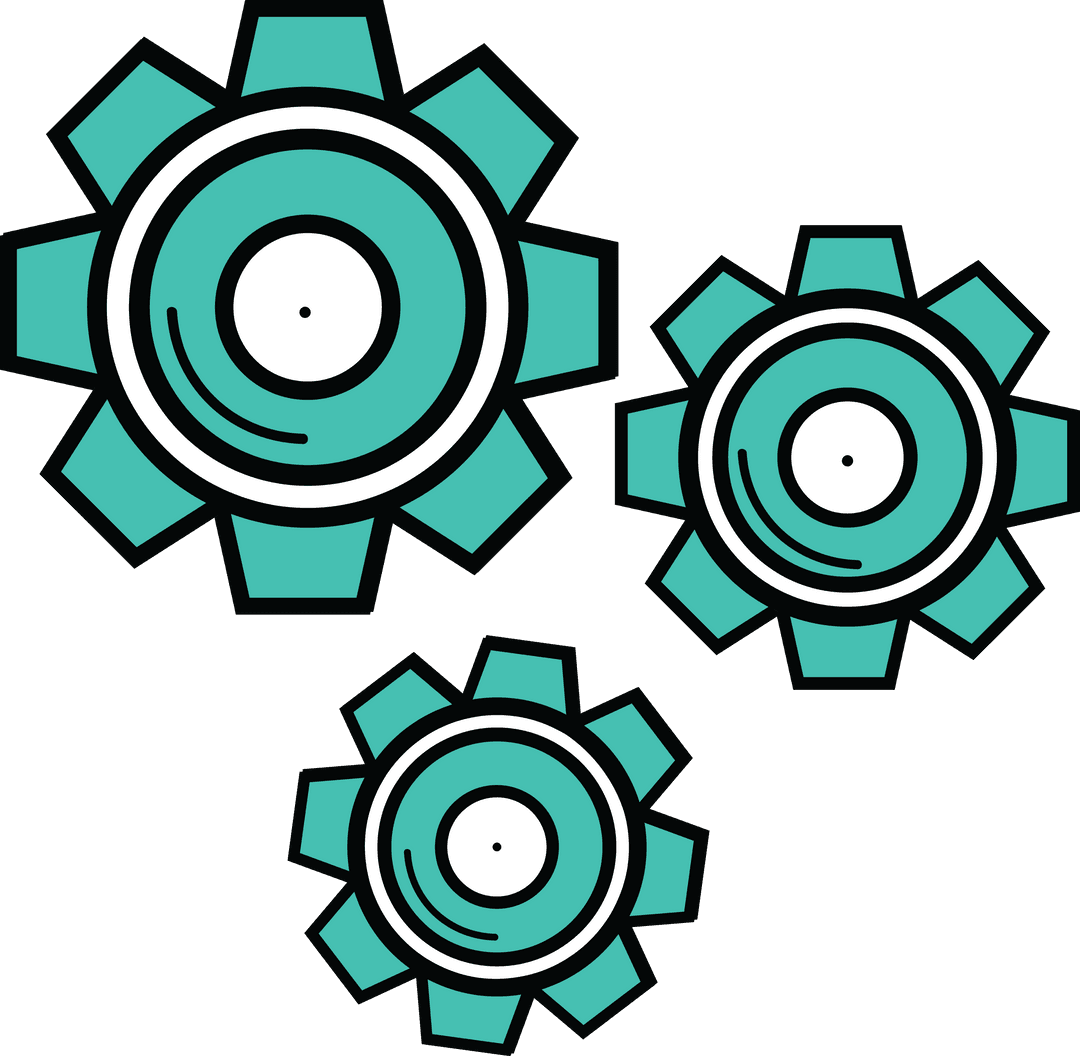 Digital Illustration of Transparent Gear Cogwheels