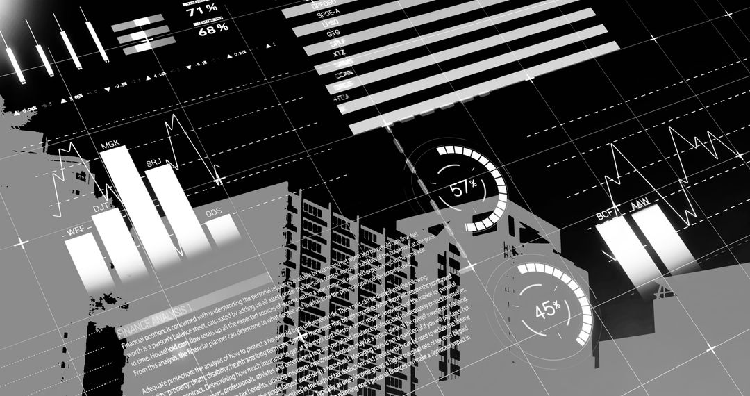 Abstract Data Analytics Overlay on Urban Cityscape