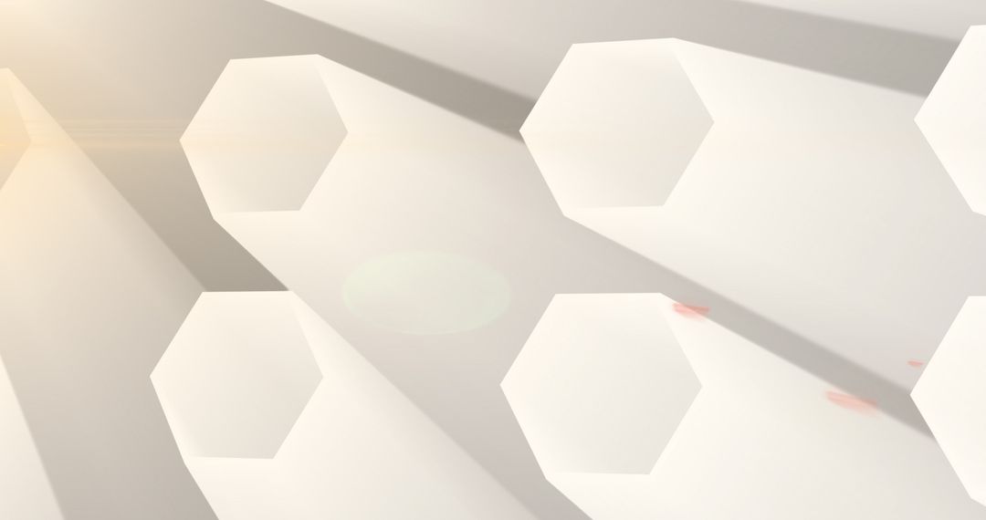Glowing Network of 3D White Hexagon Shapes