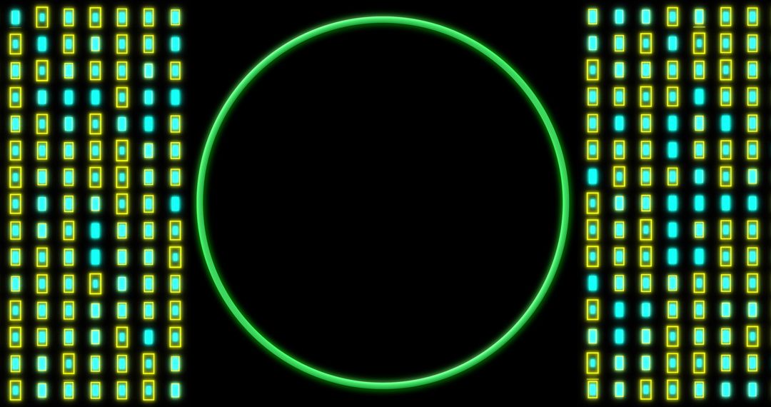 Glowing Neon Circle with Symmetrical Patterned Design