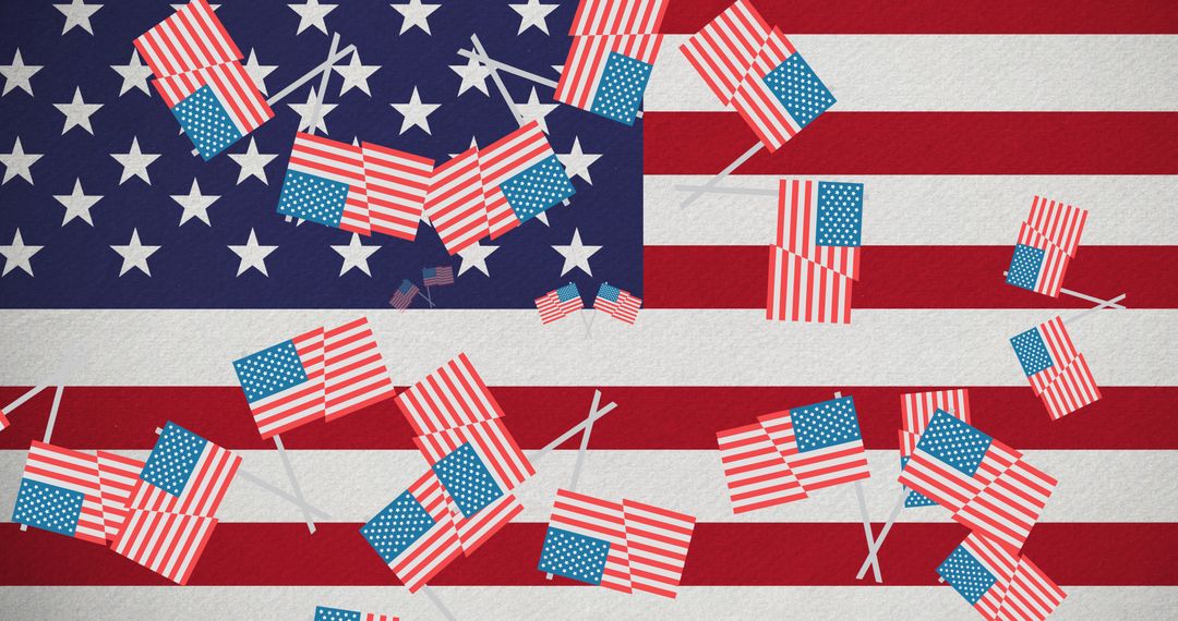 Multiple Patriotic Flags on American Flag Background Celebration