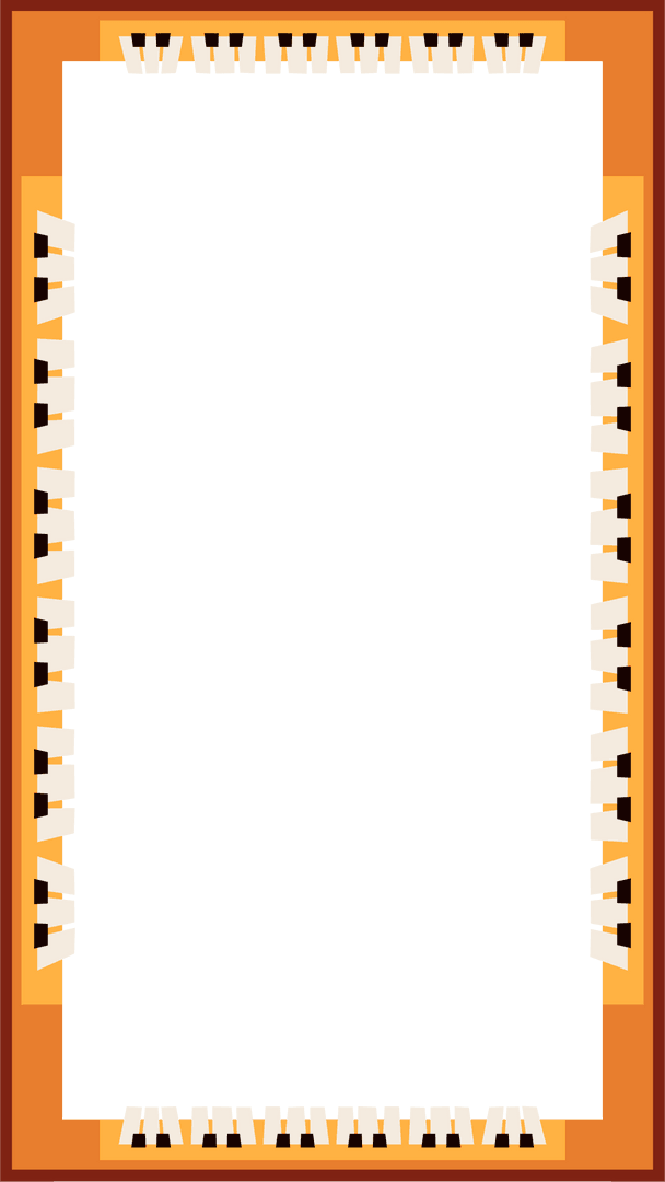 Vintage Art Deco Frame with Piano Key Border on Transparent Background