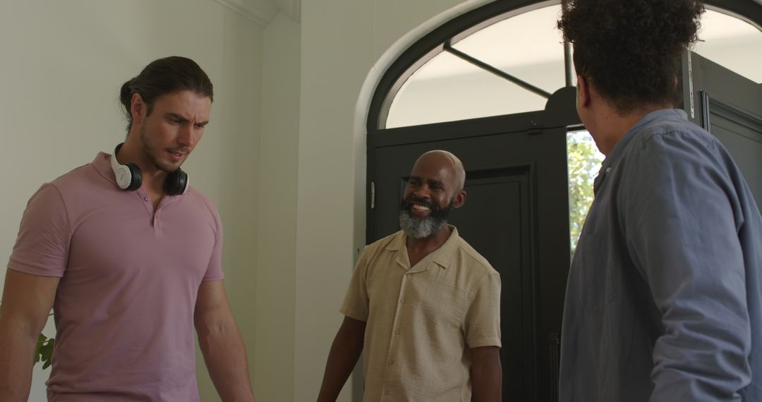 Friends Joyfully Reunion at Home with Warm Greetings