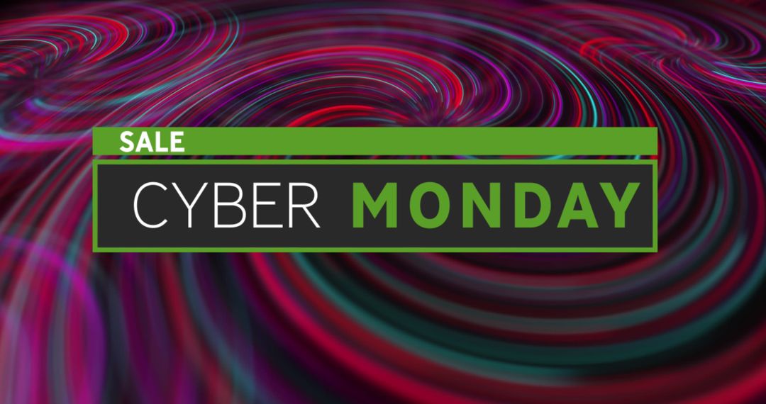 Cyber Monday Sale Digital Advertisement with Vibrant Swirls