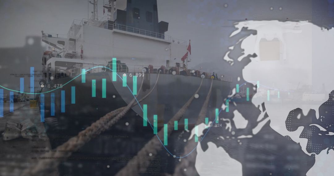 Global Trade Analytics Overlay on Shipping Visual