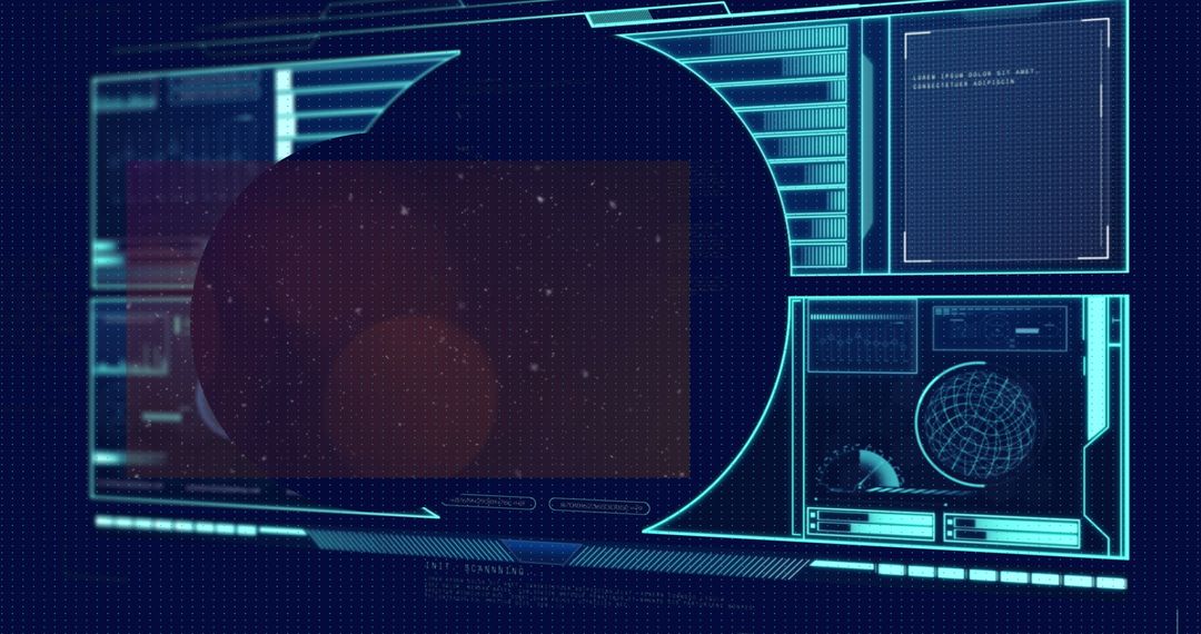 Futuristic Technology Abstract with Data and Falling Snow