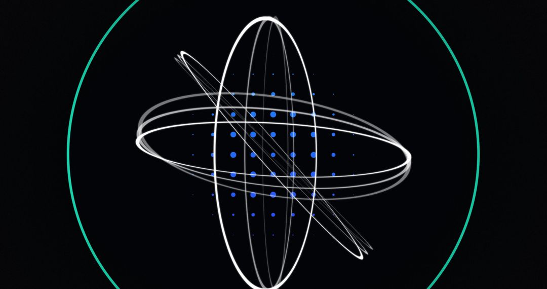 Hypnotic Spinning Rings with Blue Dot Illumination on Black